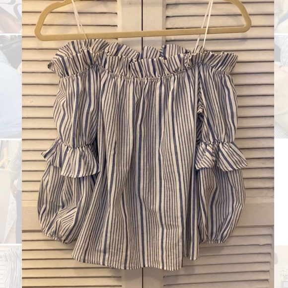 Police & Sebastian Off the Shoulder Striped Top - Picture 1 of 3